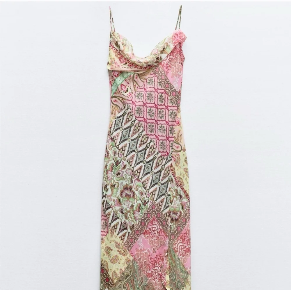 Zara Mulicolored Patchwork Print Slip Dress - Picture 4 of 9